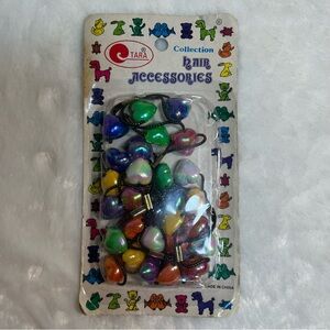 Vintage 90’s Colorful Heart Hair Tie Pony Tail Holders NEW